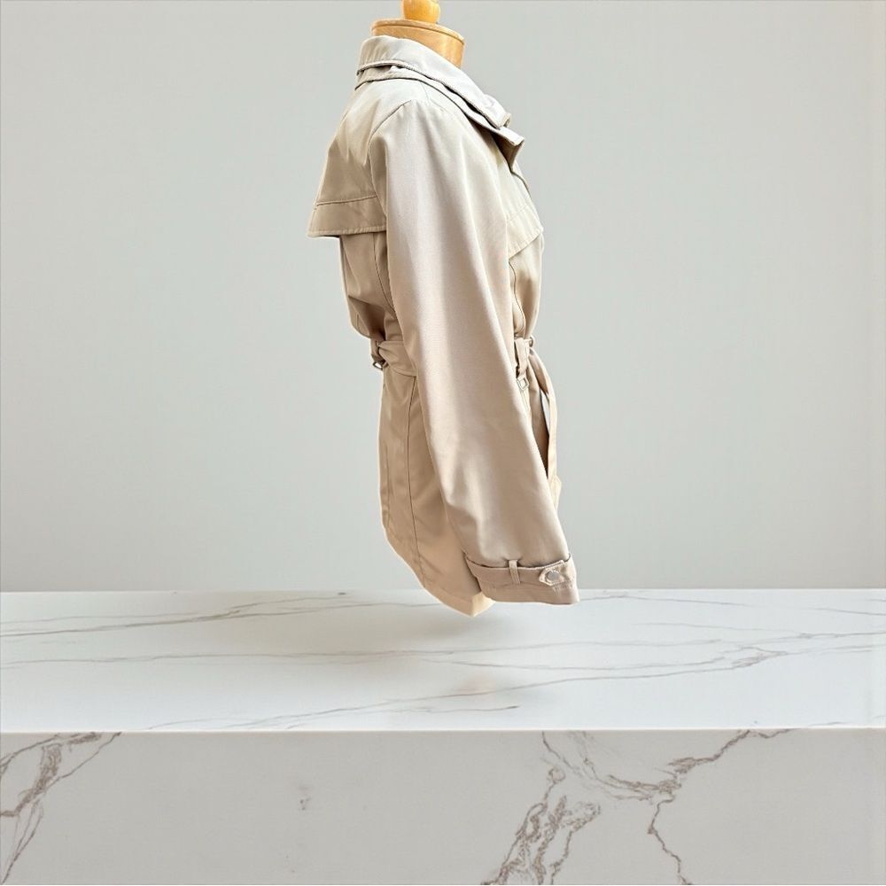 Dana Buchman Leopard-Lined Trench Coat Beige Belted Jacket size Med. - Picture 4 of 11